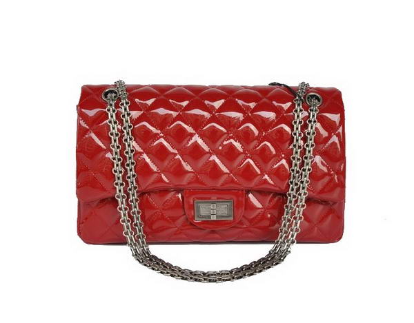 Best Ladies Chanel A30227 Red Patent Leather Jumbo Flap Bags Silver Replica